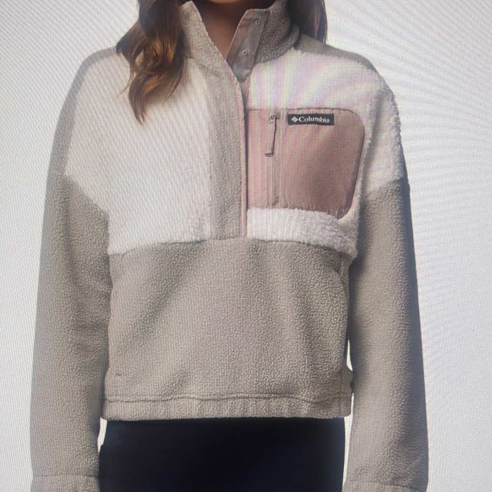NWT Columbia Women’s Fleece Pullover.  Grey/Pink. Size XL